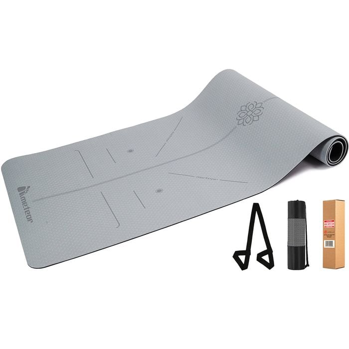 METEOR 183x65cm TPE Yoga Mat in 6mm Thicknesst (Grey Black)