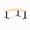 Desky Fixed Height Maple Hardwood L-shape Office Desk 1500x1550mm Matte Black Frame