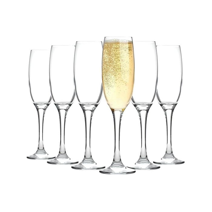 LAV Venue Glass Champagne Flutes - 220ml - Clear - Pack of 6