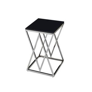 Elegant Collections Silver Black Glass Beverly Side Table