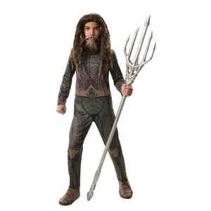 Aquaman Beard Wig Set Child DC Comics Halloween Costume Long Hair Moustache Brown Colour, CHILD