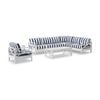 Kansas Outdoor Aluminium Corner Modular Lounge Set White With Chair & Coffee Table Navy Stripe Cushions