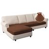 Smarcute 2 Piece Velvet Cushion Seat Covers for L Shape Sectional Sofa Couch Lounge Chocolate (3 Seater + 1 Chaise)
