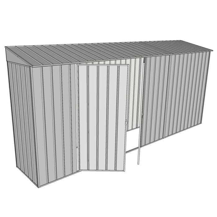 Build-a-Shed 0.8 x 4.5 x 2m Skillion Double Hinged Side Door Shed - Zinc