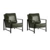 Oikiture 2x Lounge Armchair Sofa Chair Faux Leather Accent Armchairs Green