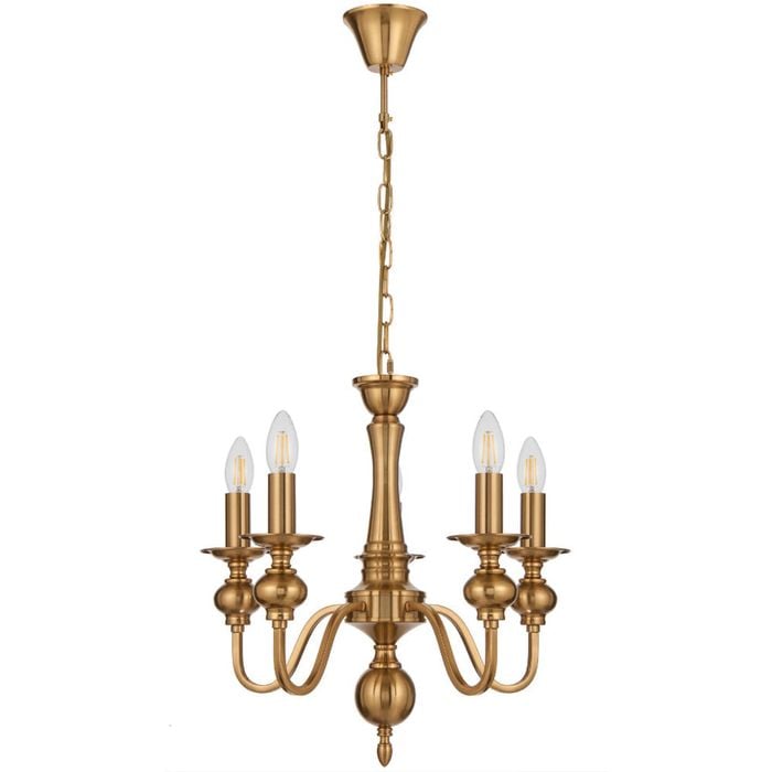 Telbix Siedel Vintage Pendant Hanging Lamp 5-Light Metal Copper Polished