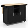 Costway Kitchen Island Trolley Mobile Buffet Sideboard Drop-leaf Tabletop Black