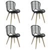 vidaXL 4x Dining Chairs Natural Rattan Black Indoor Kitchen Furniture Seat