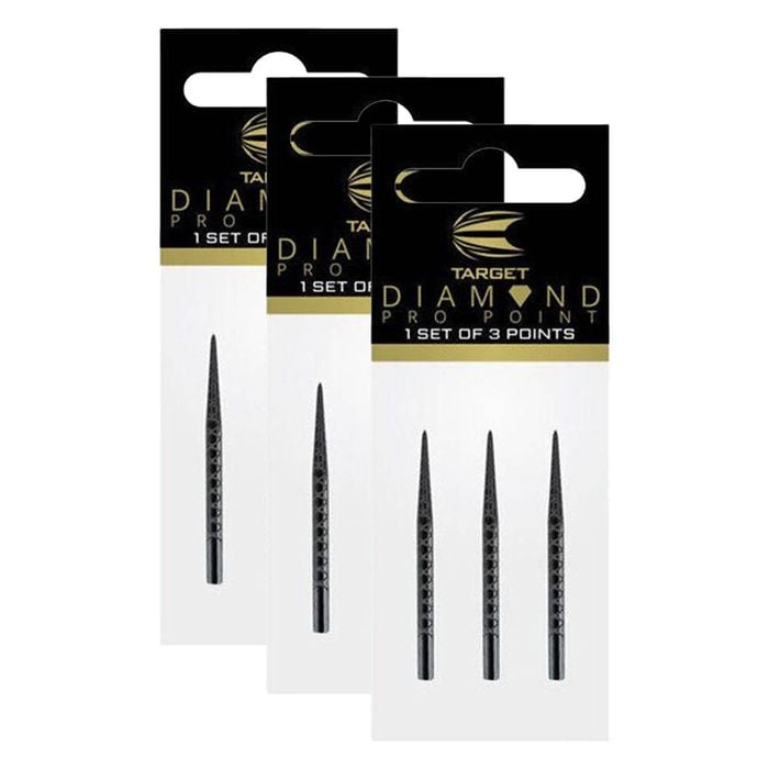 3x 3pc Target Diamond Pro Dart Point Replacement Spare Tip 36mm Black