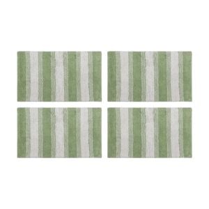 4pk Cdsi Lunasoft Tufted Stripe Bathmat Recycled Cotton Sage Green 50x80cm