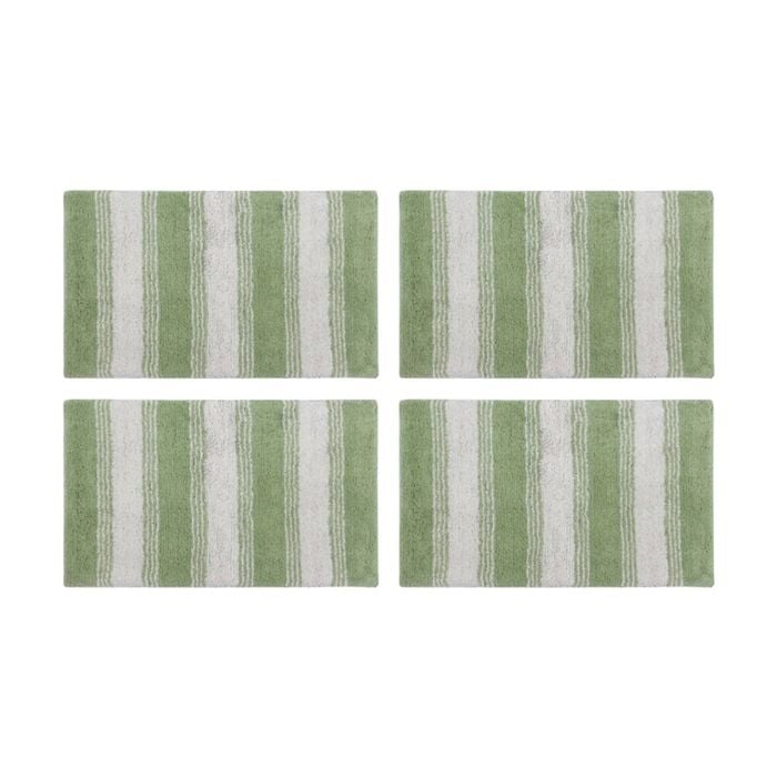 4pk Cdsi Lunasoft Tufted Stripe Bathmat Recycled Cotton Sage Green 50x80cm
