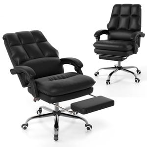 Costway Ergonomic Office Chair Pu Leather Computer Chair Black