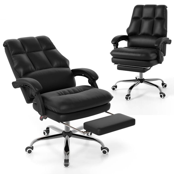 Costway Ergonomic Office Chair Pu Leather Computer Chair Black