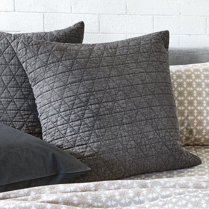 Alex Liddy Edit Triangle Quilted European Pillowcase 65X65cm - Graphite