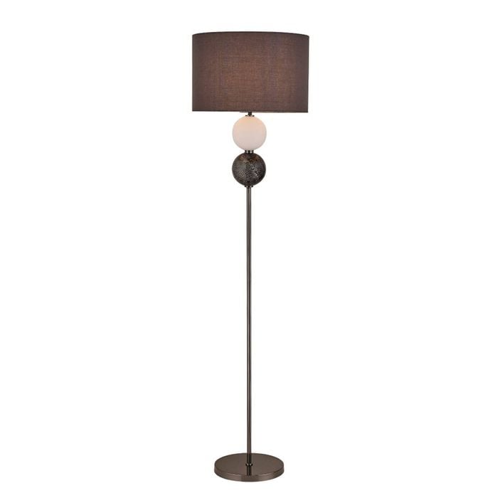 Luminea Angie Modern Fabric Shade Orbs Design Metal Floor Lamp Light Pewter