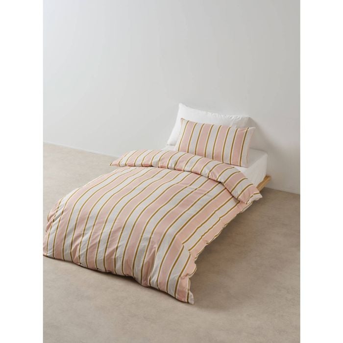 3pc Linen House Kids Sailor Stripe Quilt Cover/pillowcase Set Cotton Pink Queen