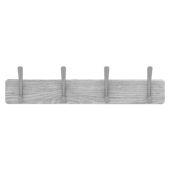 Mode 4 Brushed Nickel Hooks On White Wash Board Hat And Coat Rack