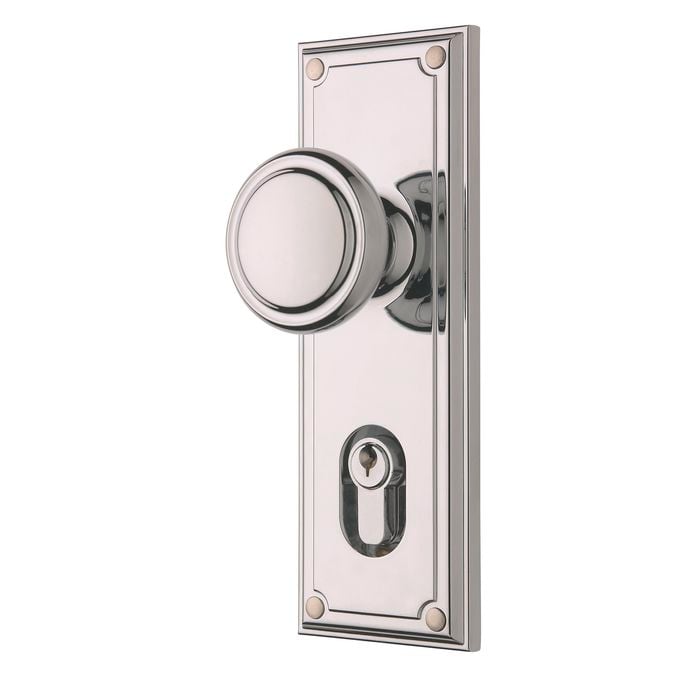 Gainsborough Bright Chrome Single Cylinder Trilock Traditional Knobset