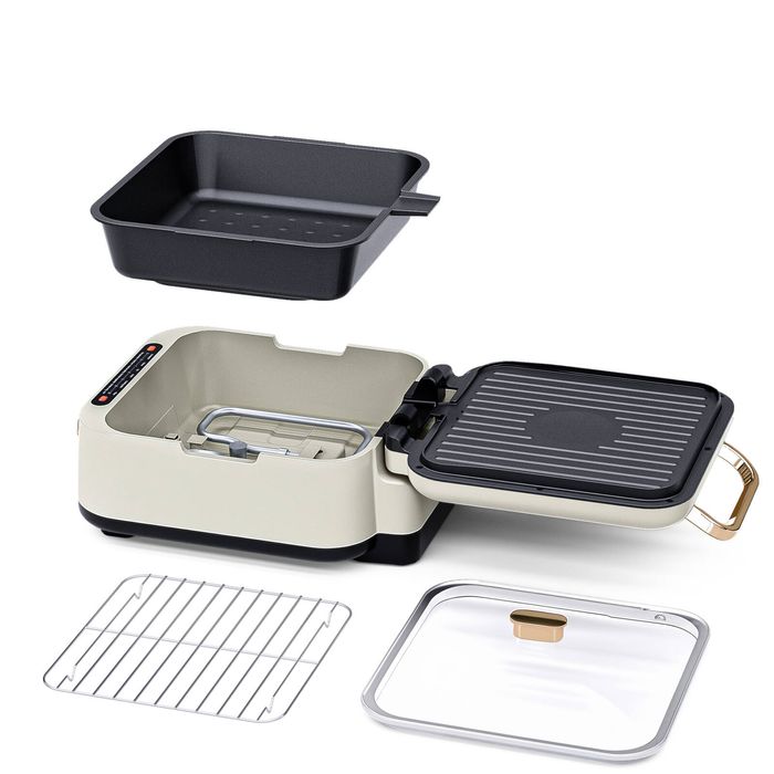 YOPOWER Electric Grill & Hotpot Beige