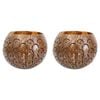 2PK LVD Coconut 13cm Lantern Shell Tea Light Candle Holder - Brown