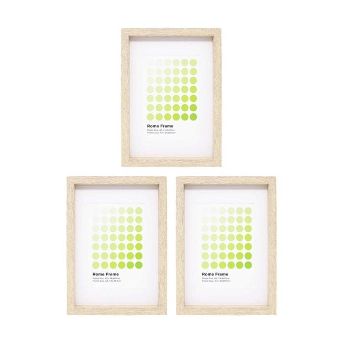 3PK Braz A4 Rome Image Photo Document Display Frame 29.7x21cm Beech