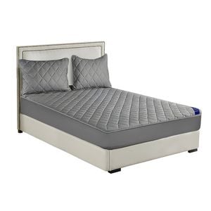 SOGA Wide Cross-Hatch Cover Protector with Pillow Covers King - Grey