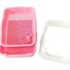 Yes4pets Large Deep Cat Kitty Litter Tray High Wall Pet Toilet Grid Tray With Scoop Pink