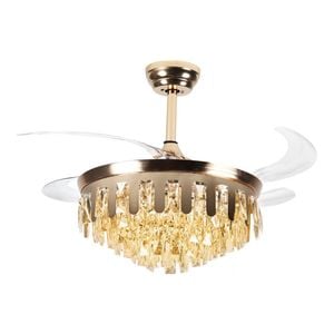 Windora Valen 42" Gold Crystal Chandelier DC Ceiling Fan w/ 3CCT LED Remote Control