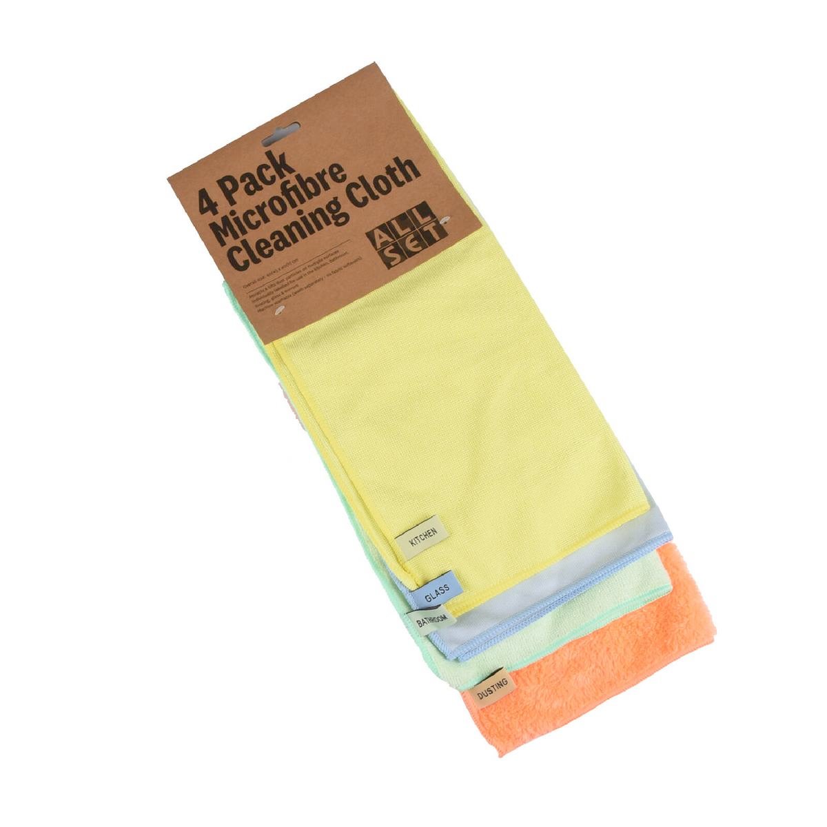 All Set Microfibre Cleaning Cloths - 4 Pack - Bunnings New Zealand