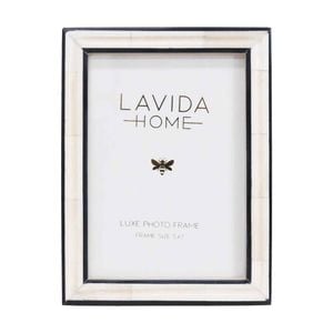 Lvd 5x7 In Marina Bone/resin Picture/photo Frame Ivory/black 20.32x15.24x1.91cm