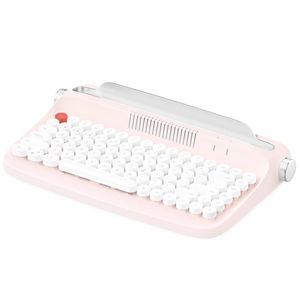 Retro Typewriter Bluetooth Wireless Keyboard Tablet Holder 84 Key - Pink