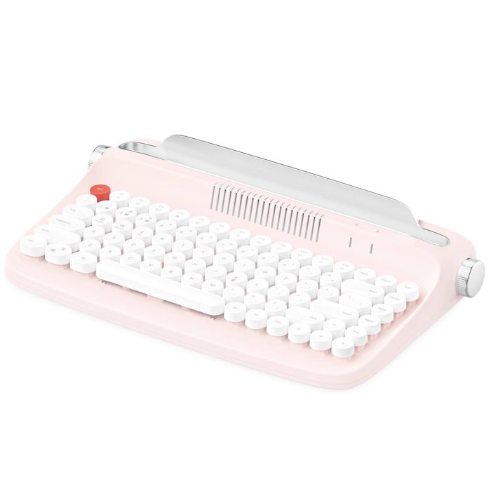 Retro Typewriter Bluetooth Wireless Keyboard Tablet Holder 84 Key - Pink