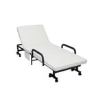Costway Folding Guest Bed w/Mattress & Storage Bag Home Camping,White