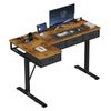 Advwin L Shaped Electric Standing Desk Drawers & Charging Station Rustic Brown