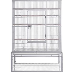 Yes4pets 140cm White Bird Cage Parrot Aviary Pet Stand-alone Budgie Perch Castor Wheels