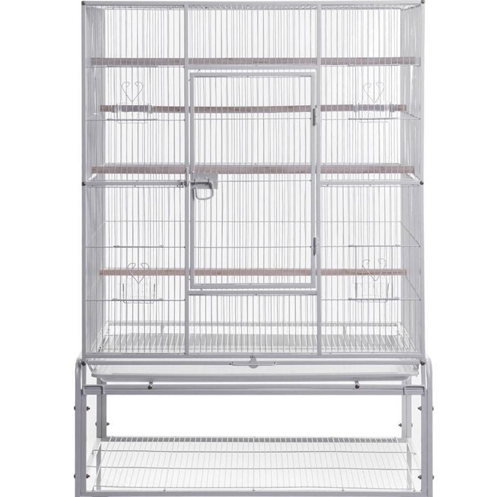 Yes4pets 140cm White Bird Cage Parrot Aviary Pet Stand-alone Budgie Perch Castor Wheels