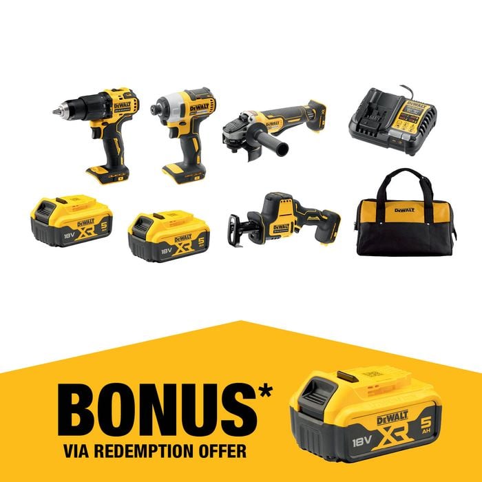 DeWALT 18V XR 5.0Ah 4 Piece Combo Kit DCZ409P2-XE