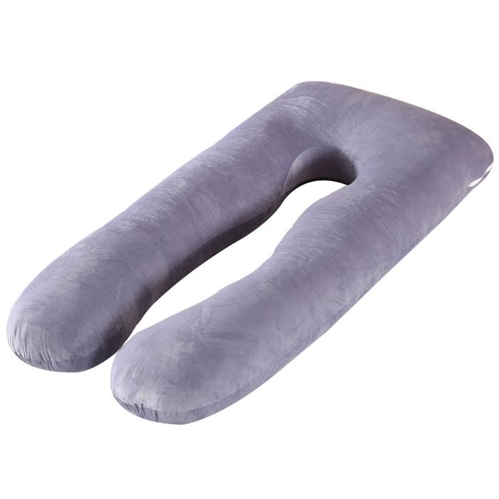 Ufurniture U-Shaped Pregnancy Pillow Full Body Support Light Grey