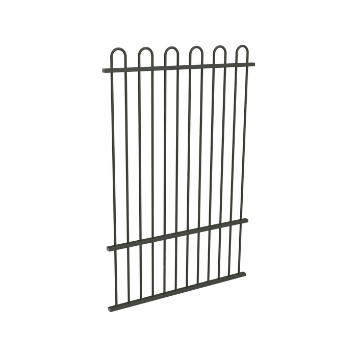 ProtectorAl 350 - 1200 x 1800mm Woodland Grey Aluminium Loop Top Pool Fence Panel With Mid Rail