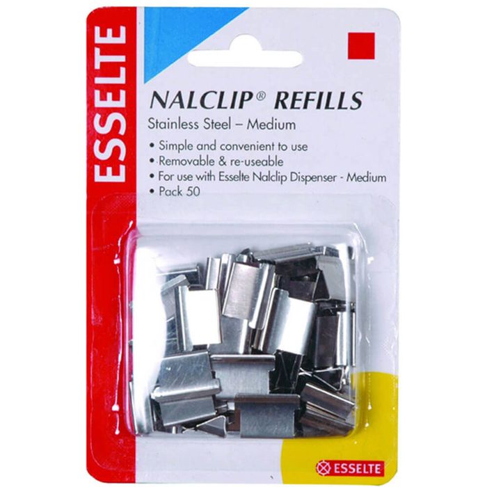 Esselte Stainless Steel Nalclip Refills (Medium 50pk)