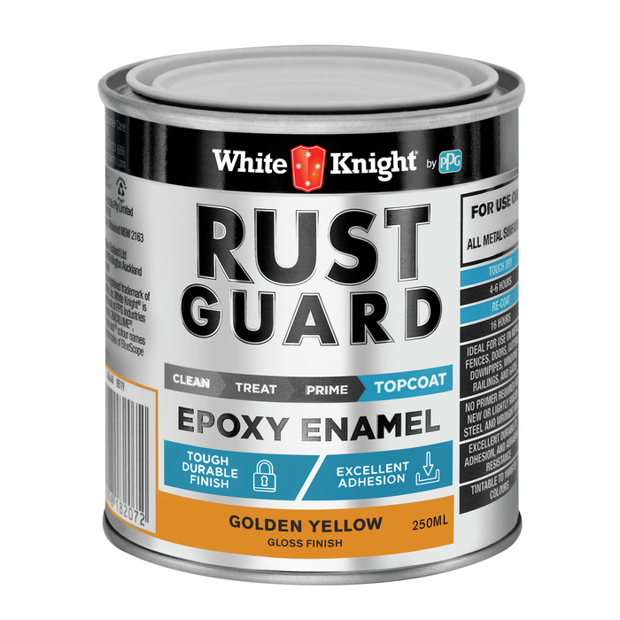 White Knight Rust Guard 250ml Golden Yellow Gloss Epoxy Enamel Paint