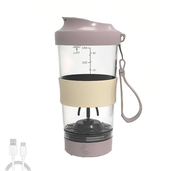 Catzon Electric Shaker Bottle With Silicone Sheath 530ml Rechargeable Bottom Detachable-pink