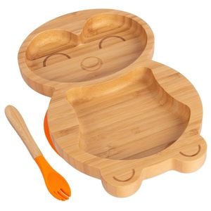 Tiny Dining Bamboo Penguin Baby Weaning Plate & Fork Set