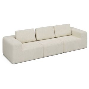 Ufurniture 3 Seater Cloud Sofa Boneless Sectional Floor Couch with Deep Seat Fluffy Comfy Modular Sofa Beige