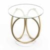 Costway Tempered Glass Coffee Table Modern Geometric Gold Metal Ring Frame