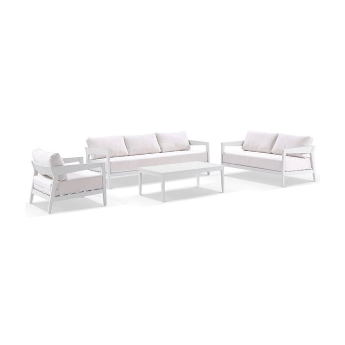 Bronte 3+2+1 Outdoor Lounge Setting with Coffee Table White