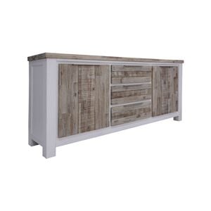 Plumeria Buffet Table 200cm 2 Door 3 Drawer Solid Acacia Timber - White Brush