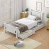 Oikiture Solid Pine Wood Bed Frame With 2 Trundle Drawers King Single