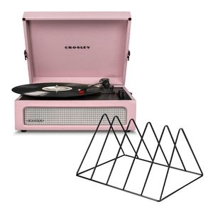 Crosley Voyager Bluetooth Portable Turntable - Amethyst + Gadhouse Vinyl Rack Bundle - Black
