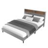 Double Size Grey LED Bed Frame with Storage Headboard